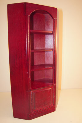 1" scale Townsquare Miniatures mahogany corner bookcase