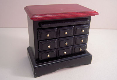 1" scale Townsquare mahogany four piece bedroom black night stand 1" scale Townsquare mahogany four piece bedroom black night stand