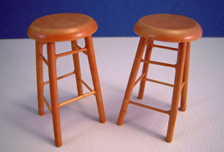 Pair Of Walnut 2" Bar Stools 1:12 Scale