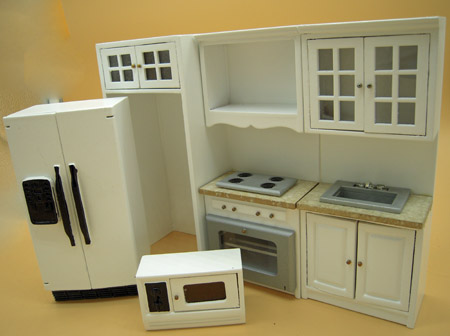 Townsquare Three Piece White Kitchen Set 1:12 Scale Townsquare Three Piece White Kitchen Set 1:12 Scale