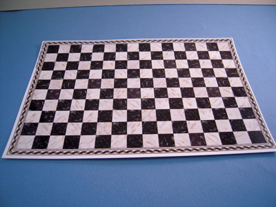 1/2" scale miniature white and black checked faux marble tile sheet