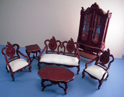 Bespaq Westmorland Elegant Mahogany Six Piece Living Room Set 1:12 scale