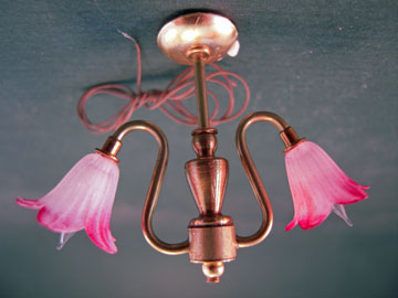 Lighting Bug Two Arm Flower Shade Chandelier 1:12 scale