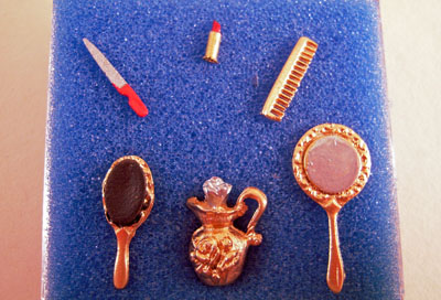 Island Crafts Six Piece Metal Lady's Vanity Set 1:12 scale
