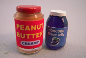 Miniature Jars Of Peanut Butter and Jelly 1:12 scale