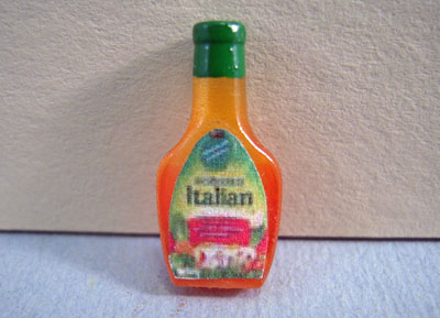 Miniature Handcrafted Bottle Of Salad Dressing 1:12 scale