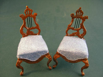 Bespaq Fantasy Lyre Walnut Chair Set 1:12 scale