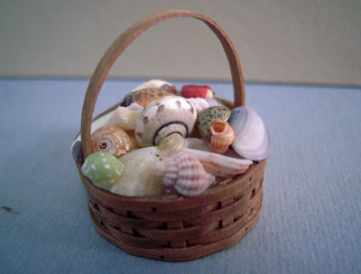 Handcrafted Basket Of Shells 1:12 scale