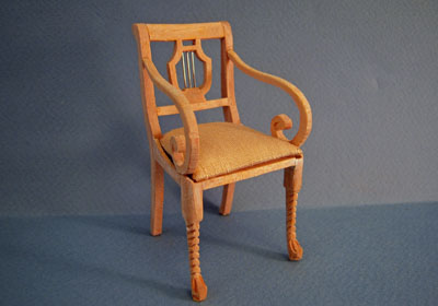 Bespaq Unfinished Lyre Back Arm Chair 1:12 scale