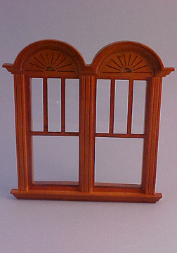 Majestic Mansions Miniature Walnut Newport Decorated Double Window 1:12 scale