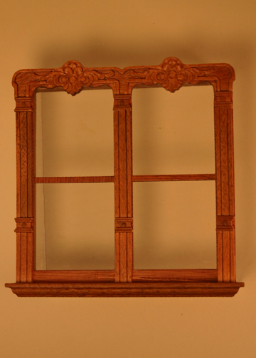 Majestic Mansions Miniature Mc Allister Walnut Carved Double Window 1:12 scale