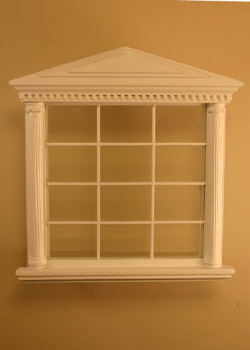 Majestic Mansions Miniature White Spenser Carved Double Window 1:12 scale