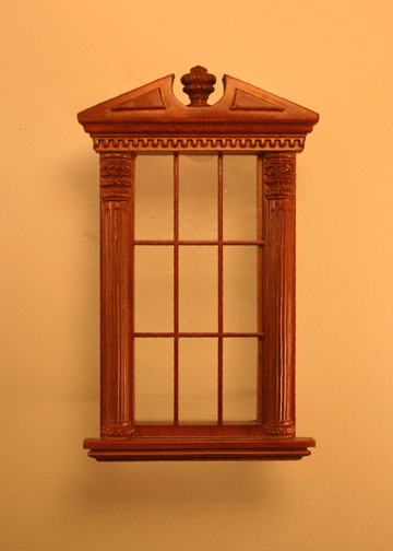 Majestic Mansions Miniature Walnut Corinthian Carved Single Window 1:12 scale