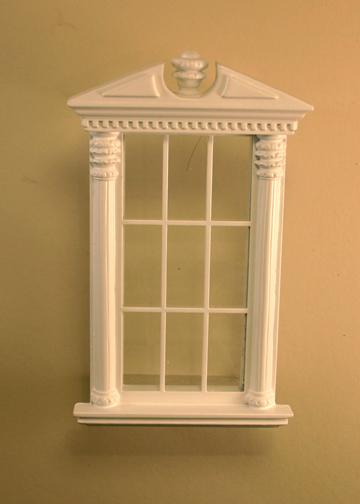 Majestic Mansions Miniature White Corinthian Carved Single Window 1:12 scale