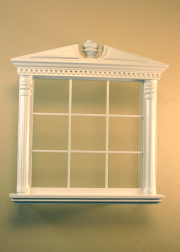 Majestic Mansions Miniature White Corinthian Carved Double Window 1:12 scale