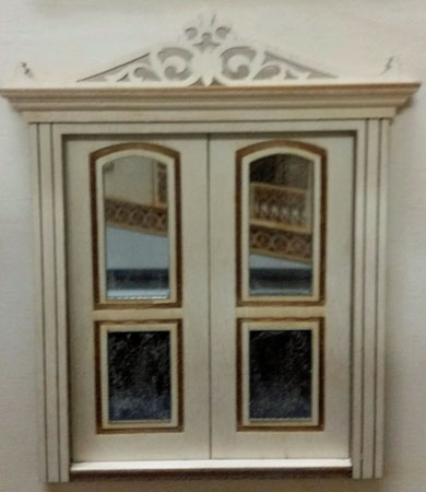 Laser Dollhouse Designs 1/2" Scale Miniature Classic Arched Two Panel Double Door