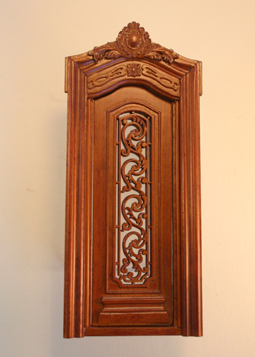 Majestic Mansions Miniature Walnut Pollinade Carved Single Door 1:12 scale