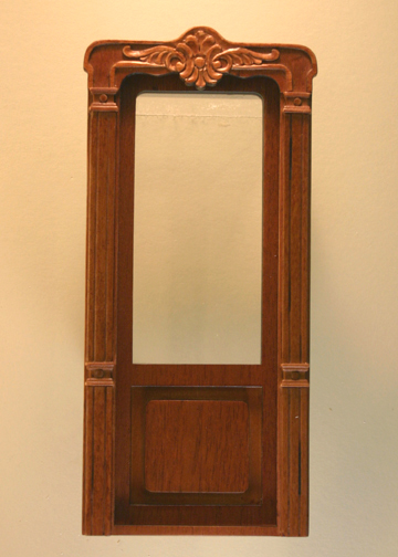 Majestic Mansions Miniature Walnut Mc Allister Carved Exterior Door 1:12 scale