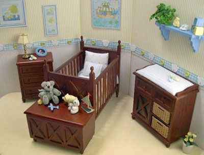 Lee's Line Ashley Blue Four Piece Spice Nursery Set 1:12 scale