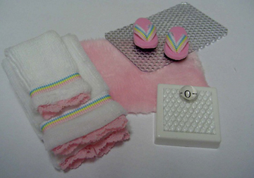 Fabulous Handcrafted Complete Pink Bath Set 1:12 scale