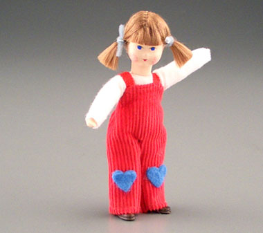 Erna Meyer Poseable Toddler Girl In Red Overalls 1:12 scale