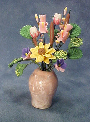 Bright deLights Assorted Flowers In A Pink Vase 1:12 scale