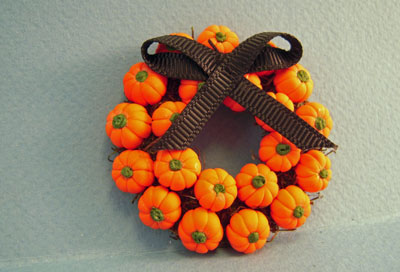 Bright deLights Halloween Pumpkin Wreath 1:12 scale