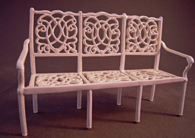 White Fancy Garden Bench 1:12 scale