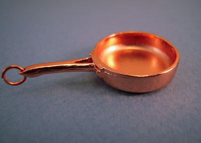 Miniature Medium Copper Skillet 1:12 scale