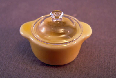 Yellow Ceramic Casserole Dish With Glass Lid 1:12 scale