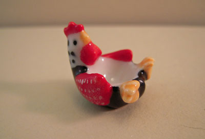 Miniature Porcelain Rooster Bowl 1:12 scale