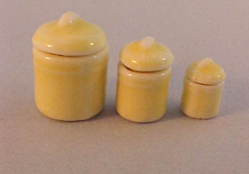 Dollhouse Miniature Yellow Canister Set 8 Pc 1:12 Scale New VINTAGE 
