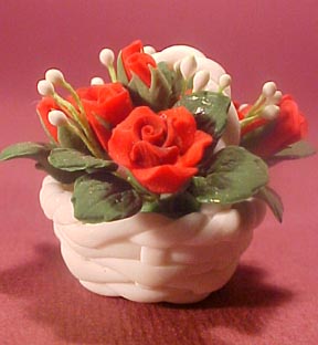 Hand and Heart Basket Of Roses 1:12 scale