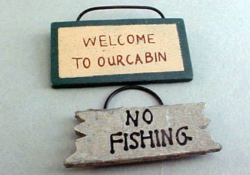 Miniature Welcome To Our Cabin Wooden Sign 1:12 scale