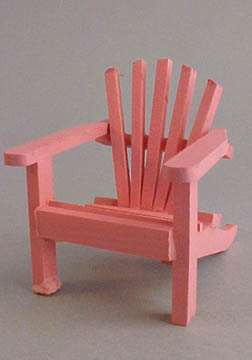 Miniature Pink Wooden Adirondack Chair 1:12 scale