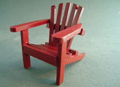 Miniature Coastal Red Wooden Adirondack Chair 1:12 scale