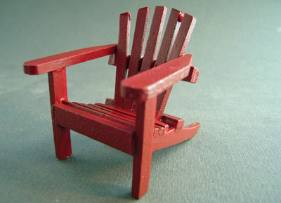 Miniature Coastal Red Wooden Adirondack Chair 1:12 scale