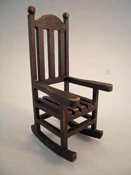 Miniature Black Vintage Looking Wooden Porch Rocker 1:12 scale