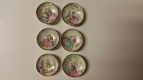 By Barb Six Piece Decorative Pastel Romance Plates 1:12 scale 