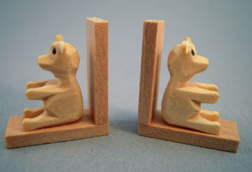 Silvia Leiner Miniature Wooden Bear Bookends 1:12 scale