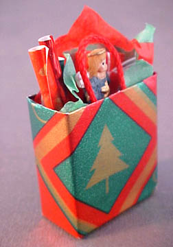 All Through The House Handcrafted Filled Christmas Shopping Bag 1:12 scale