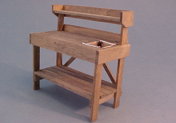 CJ's Miniatures Handcrafted Weathered Grey Potting Bench 1:24 scale