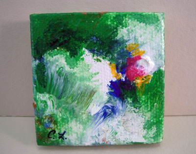 Carol Landry Fine Art Original Green Abstract Painting 1:12 scale