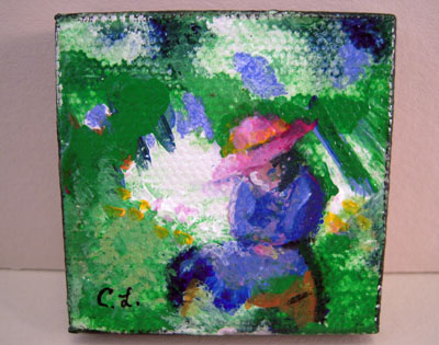 Carol Landry Fine Art Original Lady In A Pink Hat Painting 1:12 scale