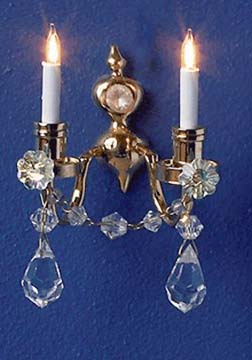 Crystal Renaissance Dual Candle Wall Sconce 1:12 scale