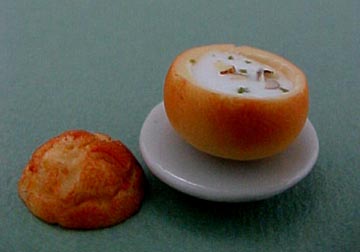 Clam Chowder in a Bread Bowl 1:12 scale