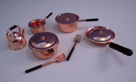 Ten Piece Copper Look Kitchenware Set 1:12 scale 