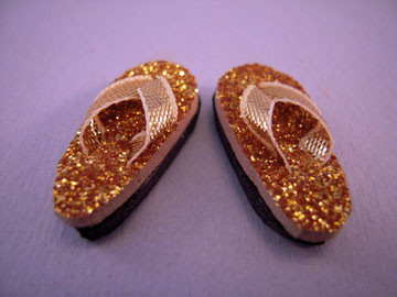 By Barb Sparkling Gold Flip Flops 1:12 scale