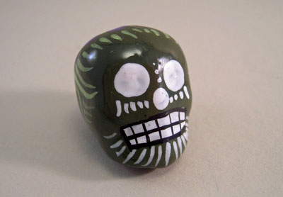 Day Of The Dead Painted Ceramic Skull 1/12 Scale