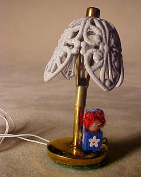 TEC Miniature Raggedy Girl Table Lamp with Tulip Shade 1:24 scale